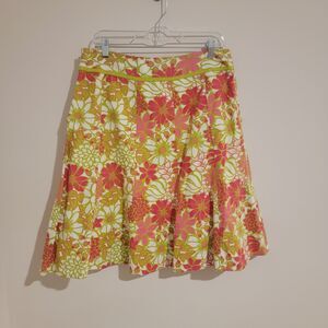 Multiples‎ Womens Skirt Size 8 Floral Linen Blend Knee Length Retro Y2k Colorful